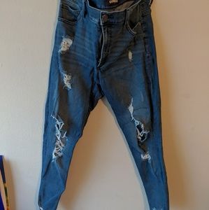 Denim Perfect Ankle High Rise Distressed Jeans